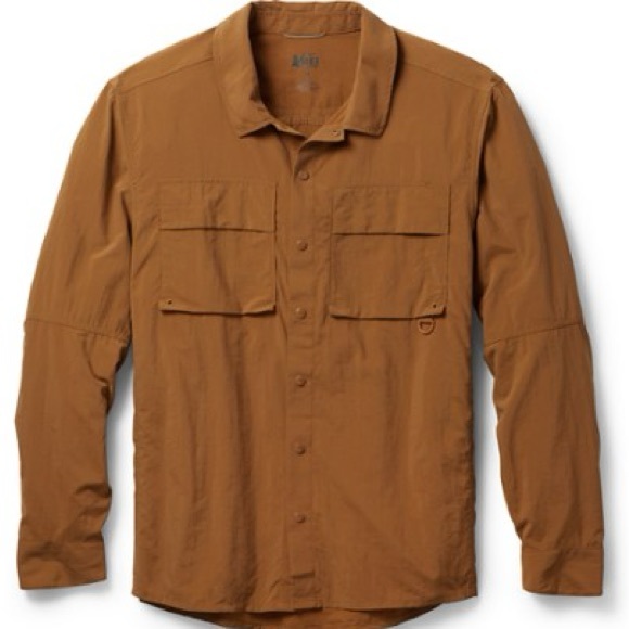 REI Co-op Savanna Trails Light Weight Long Sleeve Snap Button Hiking Shirt Brown - Picture 1 of 16